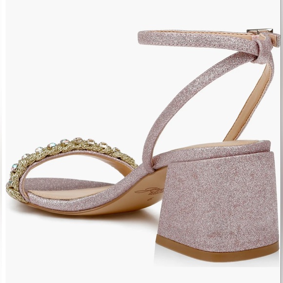 Jewel Badgley Mischka Odonna Embellished Ankle Strap Sandal, Pink: Size 8 - Picture 6 of 7